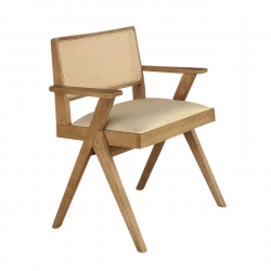 MEMORY Πολυθρόνα Τραπεζαρίας, Απόχρωση Φυσικό, Ύφασμα Sand Beige  64x59x81cm