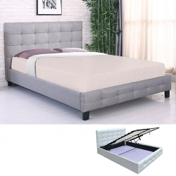 FIDEL Κρεβάτι Μονό με Αποθηκευτικό Χώρο, για Στρώμα 90x190cm, Ύφασμα Γκρι  98x205x107cm