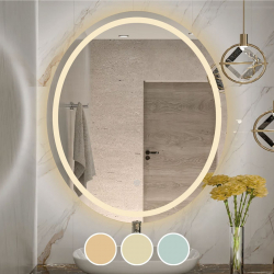 LED-3 Καθρέπτης Τοίχου Oval - Φωτιζόμενος - Αφής, με 3 επιλογές εναλλαγής χρωμάτων  60x70cm