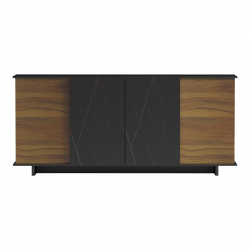 Μπουφές Zafore  pakoworld σε καρυδί απόχρωση με μαύρο μαρμάρου 180x45x80εκ