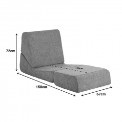 Πολυθρόνα-Κρεβάτι Ferderina pakoworld ύφασμα σε ανθρακί απόχρωση 90x76x65εκ