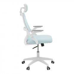 Καρέκλα γραφείου Peja pakoworld mesh ύφασμα σιελ-σκελετός λευκό 58x60x107-117εκ