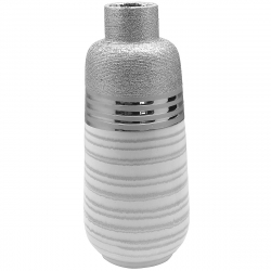 Βάζο ArteLibre Ασημί/Λευκό Κεραμικό 13x13x31cm
