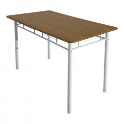 Τραπεζαρία Roza II pakoworld σετ 5τμχ mdf σε φυσική απόχρωση με λευκά μεταλλικά πόδια 110x60x74εκ