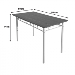 Τραπεζαρία Roza II pakoworld σετ 5τμχ mdf σε φυσική απόχρωση με λευκά μεταλλικά πόδια 110x60x74εκ