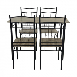 Τραπεζαρία Roza II pakoworld σετ 5τμχ mdf σε γκρι απόχρωση με γκρι μεταλλικά πόδια 110x60x74εκ