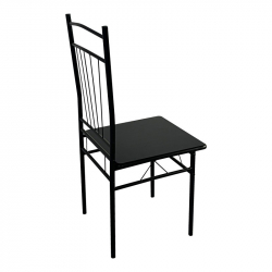 Τραπεζαρία Roza II pakoworld σετ 5τμχ mdf σε μαύρη απόχρωση με μαύρα μεταλλικά πόδια 110x60x74εκ