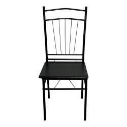 Τραπεζαρία Roza II pakoworld σετ 5τμχ mdf σε μαύρη απόχρωση με μαύρα μεταλλικά πόδια 110x60x74εκ