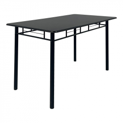 Τραπεζαρία Roza II pakoworld σετ 5τμχ mdf σε μαύρη απόχρωση με μαύρα μεταλλικά πόδια 110x60x74εκ