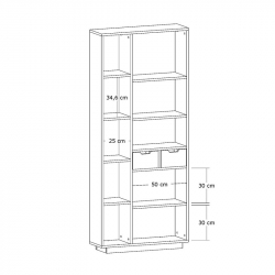 Βιβλιοθήκη με συρτάρια Dakin pakoworld σε oak απόχρωση 80x25x190εκ