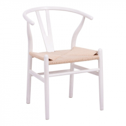 Καρέκλα Wishbone pakoworld rubberwood-σχοινί σε λευκή απόχρωση 60x51x80εκ