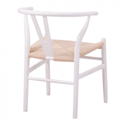 Καρέκλα Wishbone pakoworld rubberwood-σχοινί σε λευκή απόχρωση 60x51x80εκ