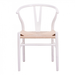 Καρέκλα Wishbone pakoworld rubberwood-σχοινί σε λευκή απόχρωση 60x51x80εκ