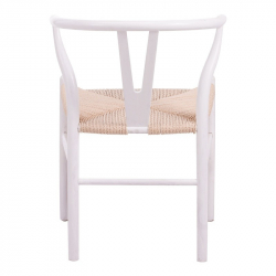 Καρέκλα Wishbone pakoworld rubberwood-σχοινί σε λευκή απόχρωση 60x51x80εκ