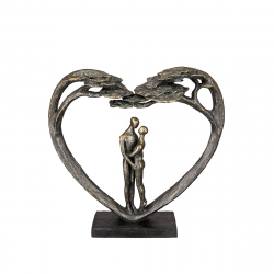 Γλυπτό Καρδιά 'Love Tree' Ζευγάρι Μοτίβο Πολυρεζίνη Μπρονζέ 8x32x31.5cm