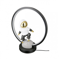 Τραπέζι Λάμπα (Led) Astronaut "Apollo" Πολυρεζίνη Μαύρο Γκρι PU 30.5x14.5x33cm