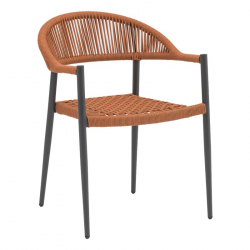 Πολυθρόνα Freiburg pakoworld αλουμίνιο μαύρο-σχοινί φυσικό-κεραμιδί (57x59x77εκ)