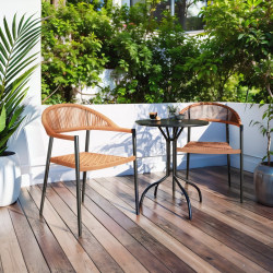 Πολυθρόνα Freiburg pakoworld αλουμίνιο μαύρο-σχοινί φυσικό-κεραμιδί (57x59x77εκ)