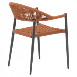 Πολυθρόνα Freiburg pakoworld αλουμίνιο μαύρο-σχοινί φυσικό-κεραμιδί (57x59x77εκ)