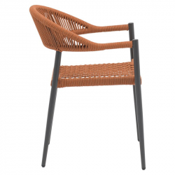 Πολυθρόνα Freiburg pakoworld αλουμίνιο μαύρο-σχοινί φυσικό-κεραμιδί (57x59x77εκ)