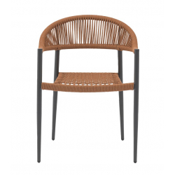 Πολυθρόνα Freiburg pakoworld αλουμίνιο μαύρο-σχοινί φυσικό-κεραμιδί (57x59x77εκ)