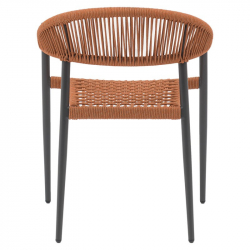 Πολυθρόνα Freiburg pakoworld αλουμίνιο μαύρο-σχοινί φυσικό-κεραμιδί (57x59x77εκ)