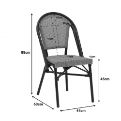 Καρέκλα Paris pakoworld αλουμίνιο μαύρο-textilene ασπρόμαυρο (44x63x88εκ)