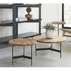 Στρογγυλό side table, μασίφ καπάκι μεταλ.βάση δ.50x39cm | ZAROS