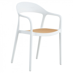 Πολυθρόνα Ember pakoworld με UV protection PP μπεζ- λευκό 52.5x56.5x81εκ. (52,5x56,5x81εκ)