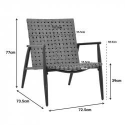 Πολυθρόνα Eamon  pakoworld μαύρο αλουμίνιο και pe rattan σε καφέ απόχρωση 73.5x62x77εκ