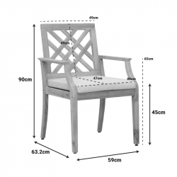 Πολυθρόνα Bolen pakoworld μασίφ ξύλο ακακίας-μπεζ ύφασμα 59x63.2x89.9εκ