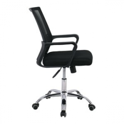 BF2110-W Πολυθρόνα Γραφείου Μέταλλο Χρώμιο, Mesh Μαύρο  59x62x90/100cm