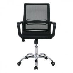 BF2110-W Πολυθρόνα Γραφείου Μέταλλο Χρώμιο, Mesh Μαύρο  59x62x90/100cm
