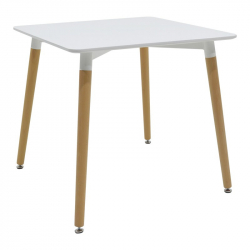Τραπέζι Natali pakoworld MDF λευκό-πόδια φυσικό 80x80x76εκ
