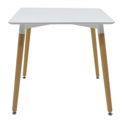 Τραπέζι Natali pakoworld MDF λευκό-πόδια φυσικό 80x80x76εκ