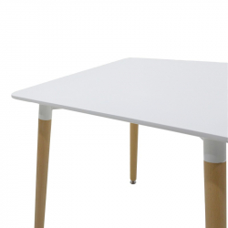 Τραπέζι Natali pakoworld MDF λευκό-πόδια φυσικό 80x80x76εκ
