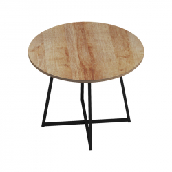 Τραπέζι Sarah Ι pakoworld σε oak απόχρωση με μαύρα μεταλλικά πόδια Φ100x76εκ