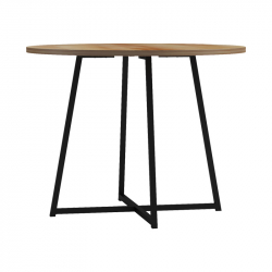Τραπέζι Sarah Ι pakoworld σε oak απόχρωση με μαύρα μεταλλικά πόδια Φ100x76εκ