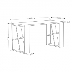 Γραφείο Honey pakoworld σε λευκή-ανθρακί απόχρωση 137x60x75εκ