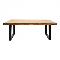 Τραπέζι Miles pakoworld μασίφ ξύλο ακακίας πάχους 3.7-4εκ σε φυσική απόχρωση με μαύρα μεταλλικά πόδια 115x60x45εκ
