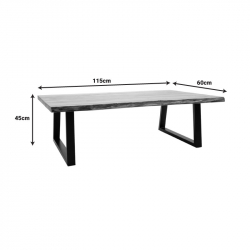 Τραπέζι Miles pakoworld μασίφ ξύλο ακακίας πάχους 3.7-4εκ σε φυσική απόχρωση με μαύρα μεταλλικά πόδια 115x60x45εκ