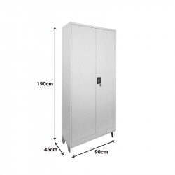 Ντουλάπα Zogi pakoworld μέταλλο με χώρισμα σε απόχρωση ανοιχτό γκρι 90x45x190εκ