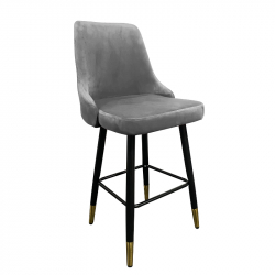 Σκαμπό Bar ArteLibre COBB Με Πλάτη Γκρι Βελούδο/Μέταλλο 49x53x100cm