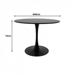 Tραπέζι Balou pakoworld σε μαύρη απόχρωση με όψη μαρμάρου Φ80x76εκ