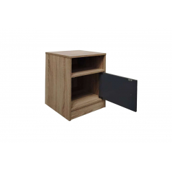 Κομοδίνο Foly pakoworld με ένα ντουλάπι σε sonoma-ανθρακί απόχρωση 40x40x50εκ