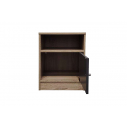 Κομοδίνο Foly pakoworld με ένα ντουλάπι σε sonoma-ανθρακί απόχρωση 40x40x50εκ