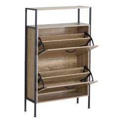 ΠΑΠΟΥΤΣΟΘΗΚΗ ΔΙΠΛΗ ΞΥΛΙΝΗ ΜΕ ΜΑΥΡΟ ΜΕΤΑΛΛΙΚΟ ΣΚΕΛΕΤΟ 60x24x105εκ. ANKOR