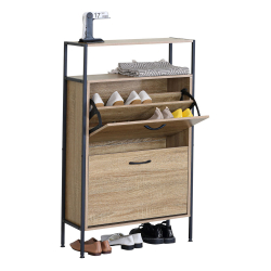 ΠΑΠΟΥΤΣΟΘΗΚΗ ΔΙΠΛΗ ΞΥΛΙΝΗ ΜΕ ΜΑΥΡΟ ΜΕΤΑΛΛΙΚΟ ΣΚΕΛΕΤΟ 60x24x105εκ. ANKOR