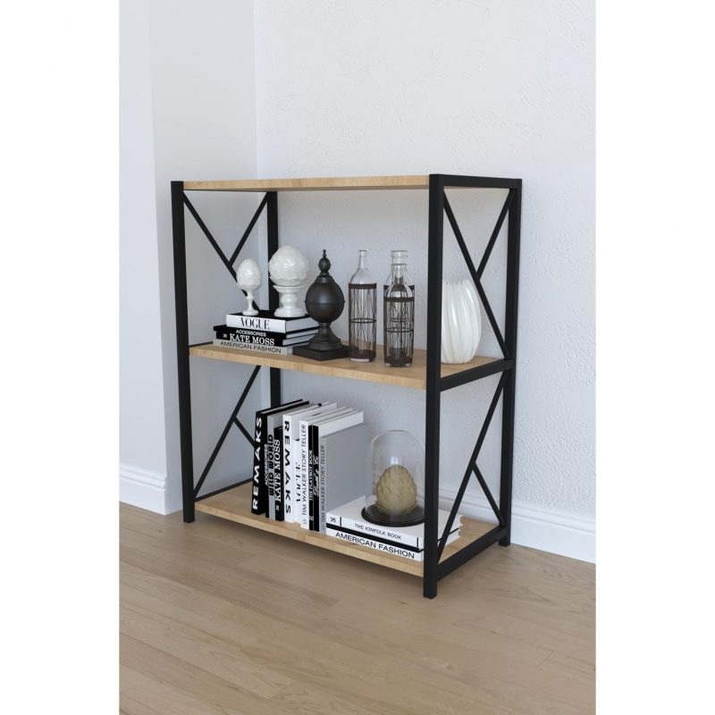 Βιβλιοθήκη ArteLibre JAWARA Δρυς/Μαύρο Μοριοσανίδα/Μέταλλο 70x34x78.5cm Βιβλιοθήκη ArteLibre JAWARA Δρυς/Μαύρο Μοριοσανίδα/Μέταλλο 70x34x78.5cm