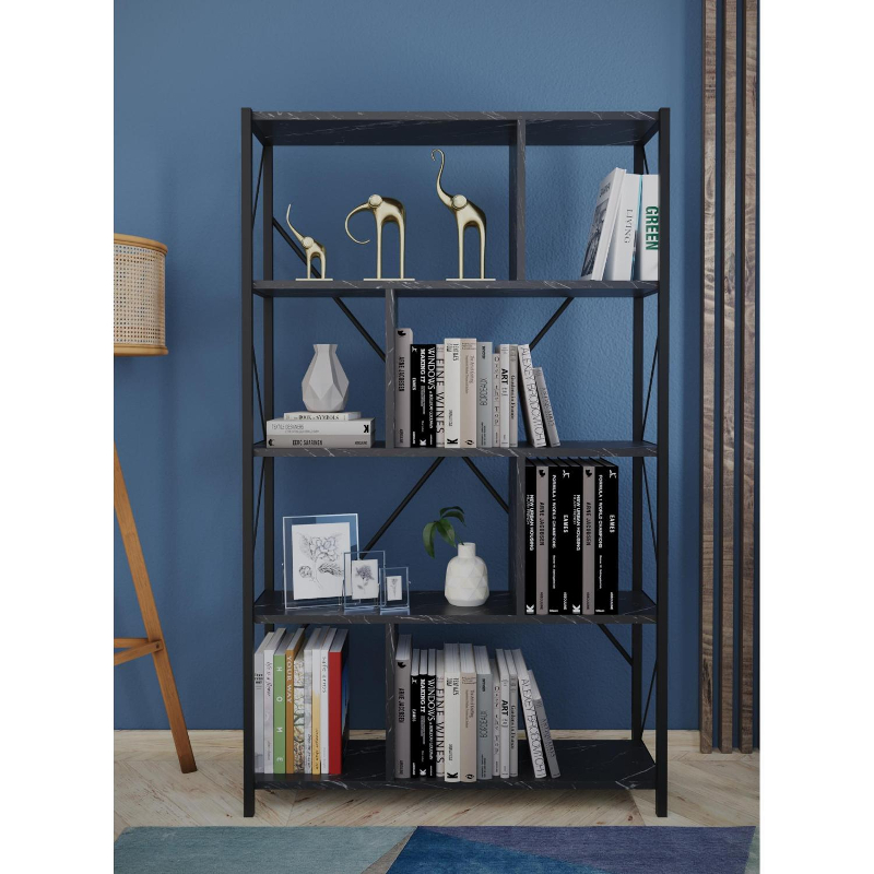 Βιβλιοθήκη ArteLibre JUMA Μαύρο Μοριοσανίδα/Μέταλλο 90x26x150cm Βιβλιοθήκη ArteLibre JUMA Μαύρο Μοριοσανίδα/Μέταλλο 90x26x150cm